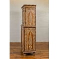 thumbnail image 6 of Vintage Anglo Indian Teak Wood Wardrobe Bone Inlaid Cabinet, Bone inlay armoire, bone inlay almirah, bone inlay unit, 6 of 7