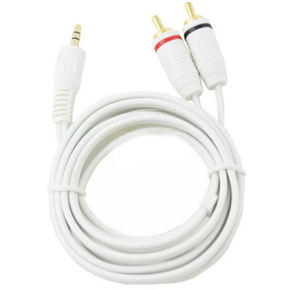 Wideskall 6 Feet 3.5mm Male to 2 RCA Male Stereo Audio Cable Pack of 2, White