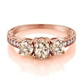 thumbnail image 2 of Gem Stone King 1.57 Ct Oval Peach Morganite 18K Rose Gold Plated Silver Moissanite Ring (Size 9), 2 of 4