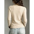 thumbnail image 3 of Women's   Knit Top Mock Neck Surplice Front Long Sleeve Fitted Slim Fit Stretchy Pullover for Fall Winter Layering Office Commute Date Night Outfits, 3 of 8