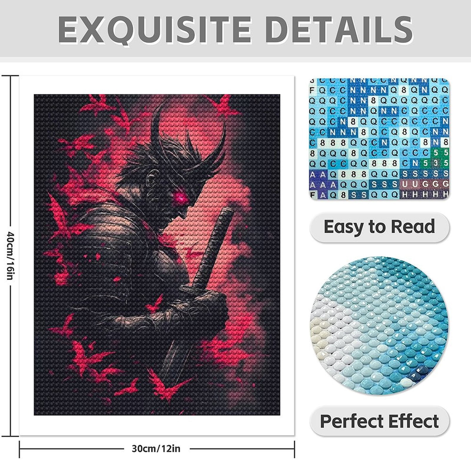 Diamond Art Kits for Adults - 5d Samurai Warrior Artistic Fantasy Design Diamond Painting for Adults, Diamond Art for Adults Beginners, Diamond Painting Kits for Adults for Home Wall Decor