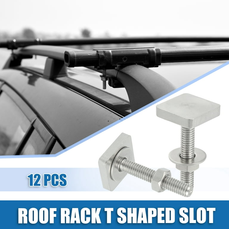Unique Bargains Car Roof Rack T Shaped Slot Bolt M6 W/ Nuts Washer T Shaped Track  Bolts Roof Rack Bolt (Pack of 12) 