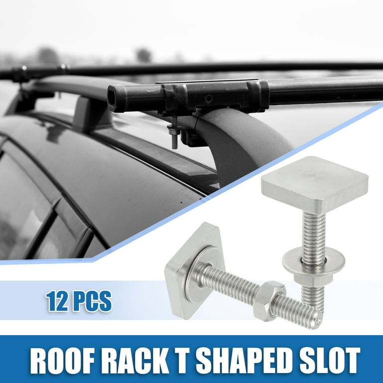 Unique Bargains Car Roof Rack T Shaped Slot Bolt M6 W/ Nuts Washer T Shaped Track  Bolts Roof Rack Bolt (Pack of 12) 