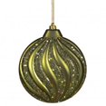thumbnail image 1 of Vickerman M112313 6 in. Dark Olive Matte-Glit Swirl Flat Ball, 1 of 1
