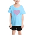 thumbnail image 4 of T-shirts Graphiques Cœur pour Fille Manches Courtes Col Rond T-Shirts d'Été, 4 of 5
