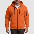 thumbnail image 4 of UOCUFY Hoodies for Men Casual Long Sleeve Full Zip Hooded Fleece Sweatshirt | Fashion Athletic Workout Jackets with Multi Pockets Orange,Size S, 4 of 9