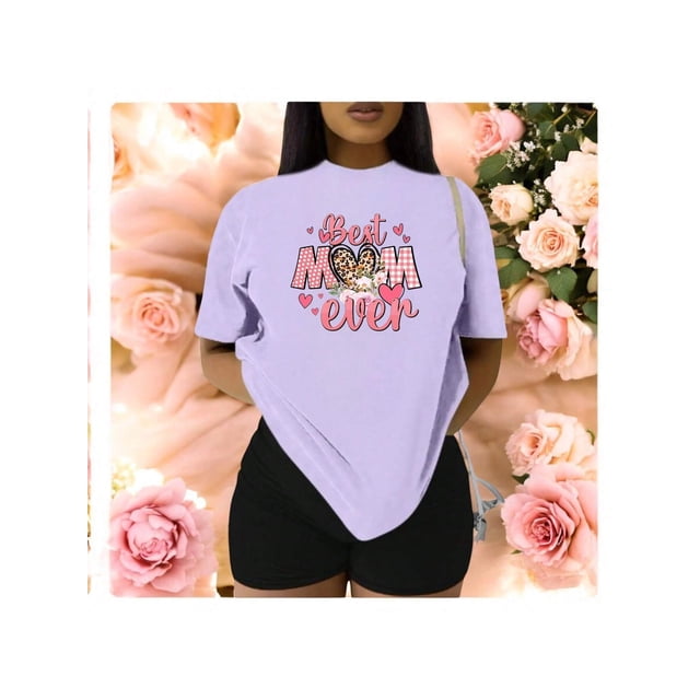 Playera Blusa De Best Mom Ever Moda Fashion Para Mujer Color Lila Talla Extra Grande Marca Emil SaEs