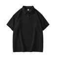 thumbnail image 2 of hoksml Man Plus Size Polos Solid Color Collared Button T Shirt Casual Loose Lapel Shirt Large Size Fashion Athletic Short Sleeve Summer Lightweight Breathable Top, 2 of 3