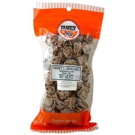 Family Food Co. Sweet Li Hing Mui, Preserved Dried Plum Fruit Snack, 6 oz