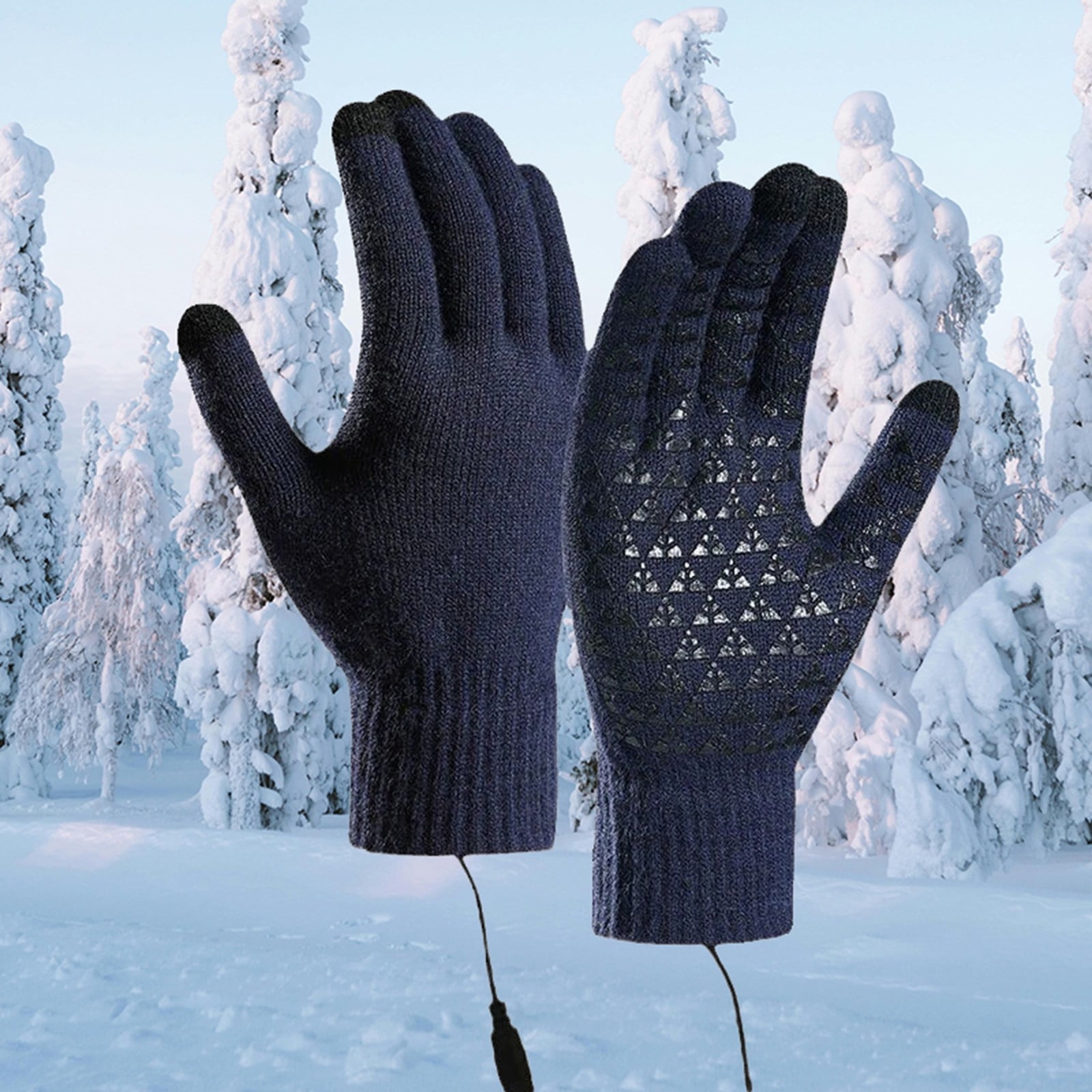 Heated Touchscreen Winter Gloves USB Rechargeable for Cold Weather,Thermal Warm Gloves for Men Women with Upgraded Heating,for Outdoor Skiing&Winter Activities,Soft Knit Lining Gloves