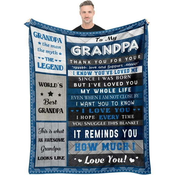 Father''s Day Blanket Gifts for Grandpa, Best Grandpa Birthday Gifts from Grandchildren, Christmas Anniversary Birthday Good Gift for Grandpas, Papa/Pop Pop/Grandfather Blanket 60x50