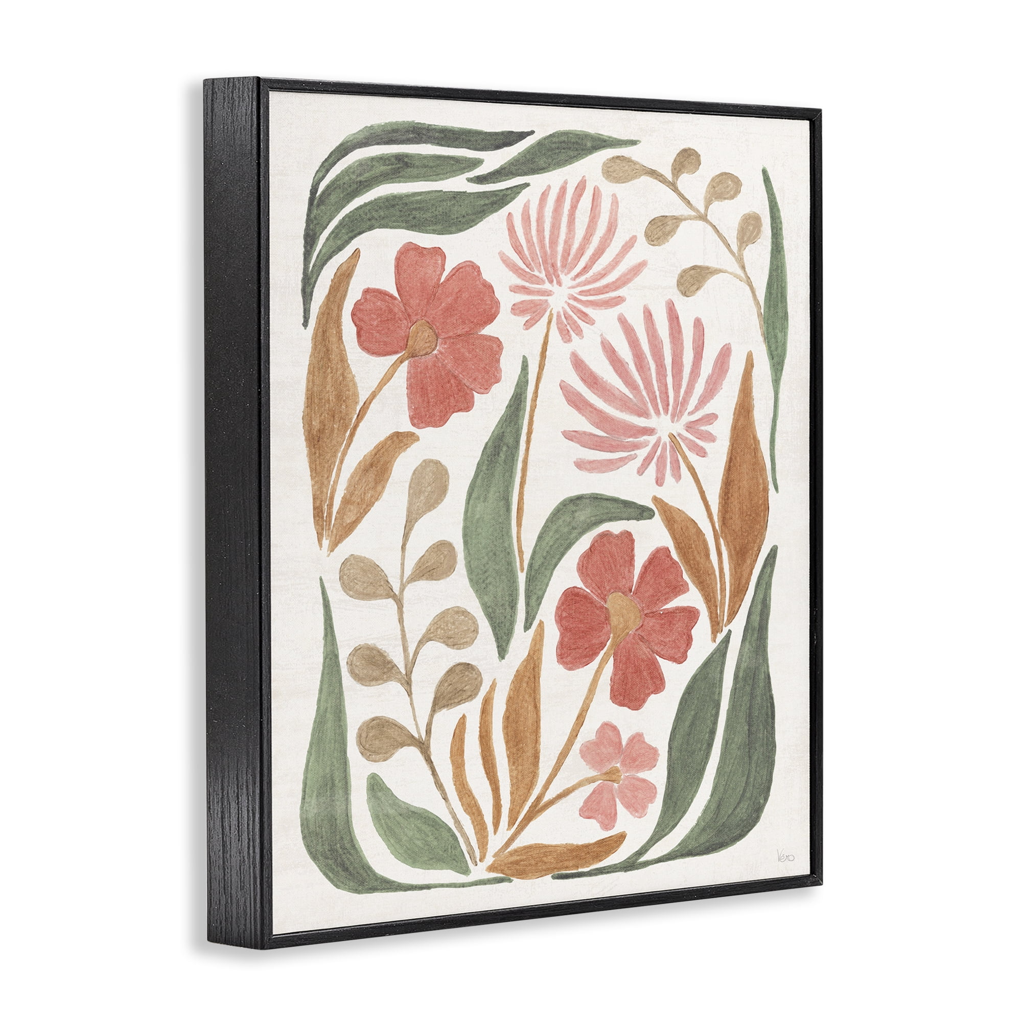 Stupell Industries Floral Abstract Pattern Botanical & Floral Painting Black Framed Art Print Wall Art, 24 x 30