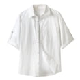 thumbnail image 1 of Chemises à Manches Courtes pour Hommes Mode Décontractée Unie Col Rabattu Bouton Blouse Manches Courtes Chemises Hommes Manches Courtes Chemises Hommes Manches Courtes Décontractées, 1 of 4