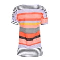 thumbnail image 5 of S-XXXXXL Summer Women Short Sleeve T Shirt V-Neck Blouse Ladies Colorful Striped Casual Loose Tops, 5 of 8