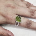 thumbnail image 3 of Natural Peridot Ring, Rough Peridot Gemstone Ring, August Birthstone, Twist Double Band, 925 Sterling Silver, Womens Ring, Christmas, Thanksgiving, Handmade, Statement Jewelry, Rough Gemstone Jewelry, 3 of 5