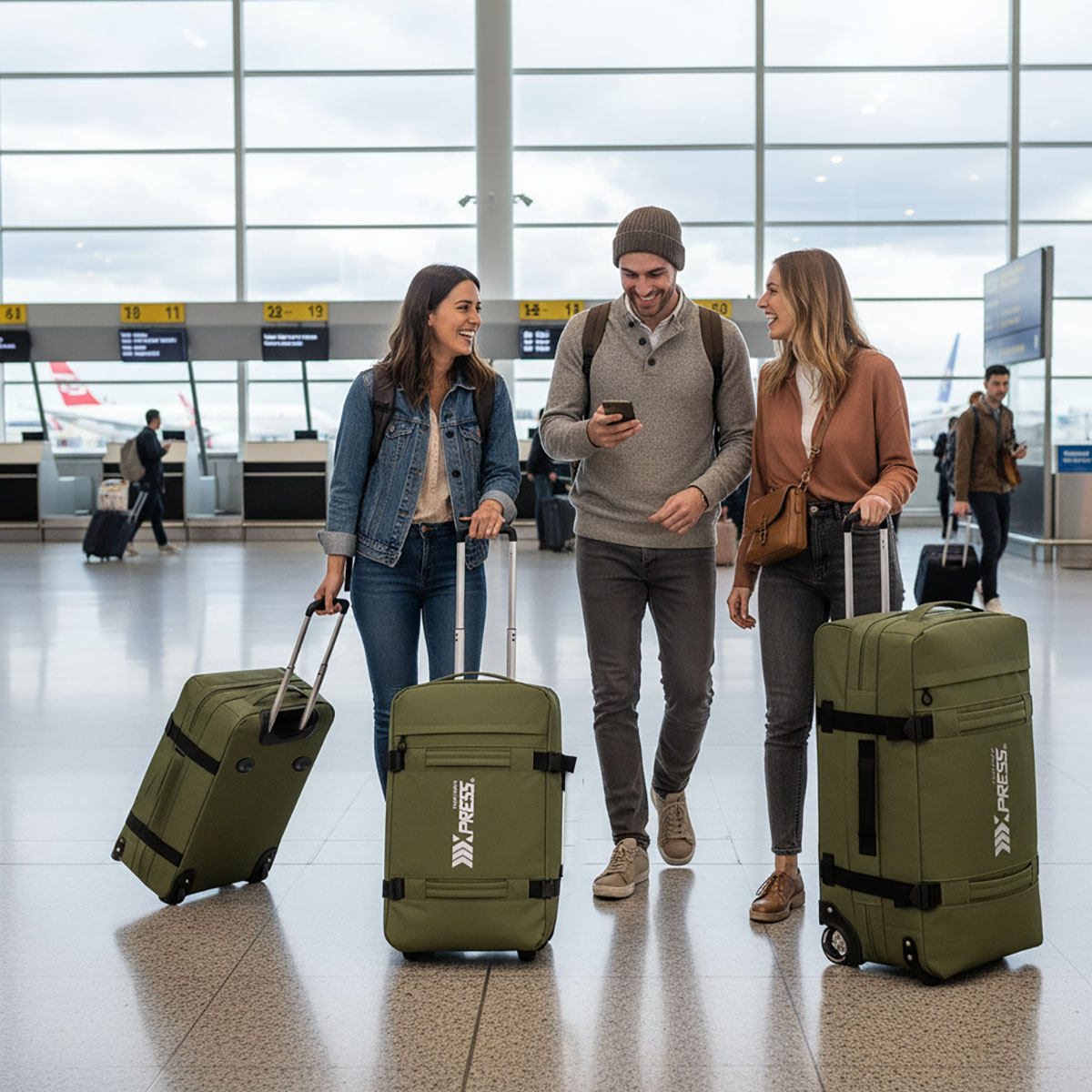 3 Piece Softside Luggage Set, Heavy-Duty Water-Resistant Softshell Suitcase with Wheels, 20"/26"/30" Lightweight Rolling Luggage Bag, Green,TA510