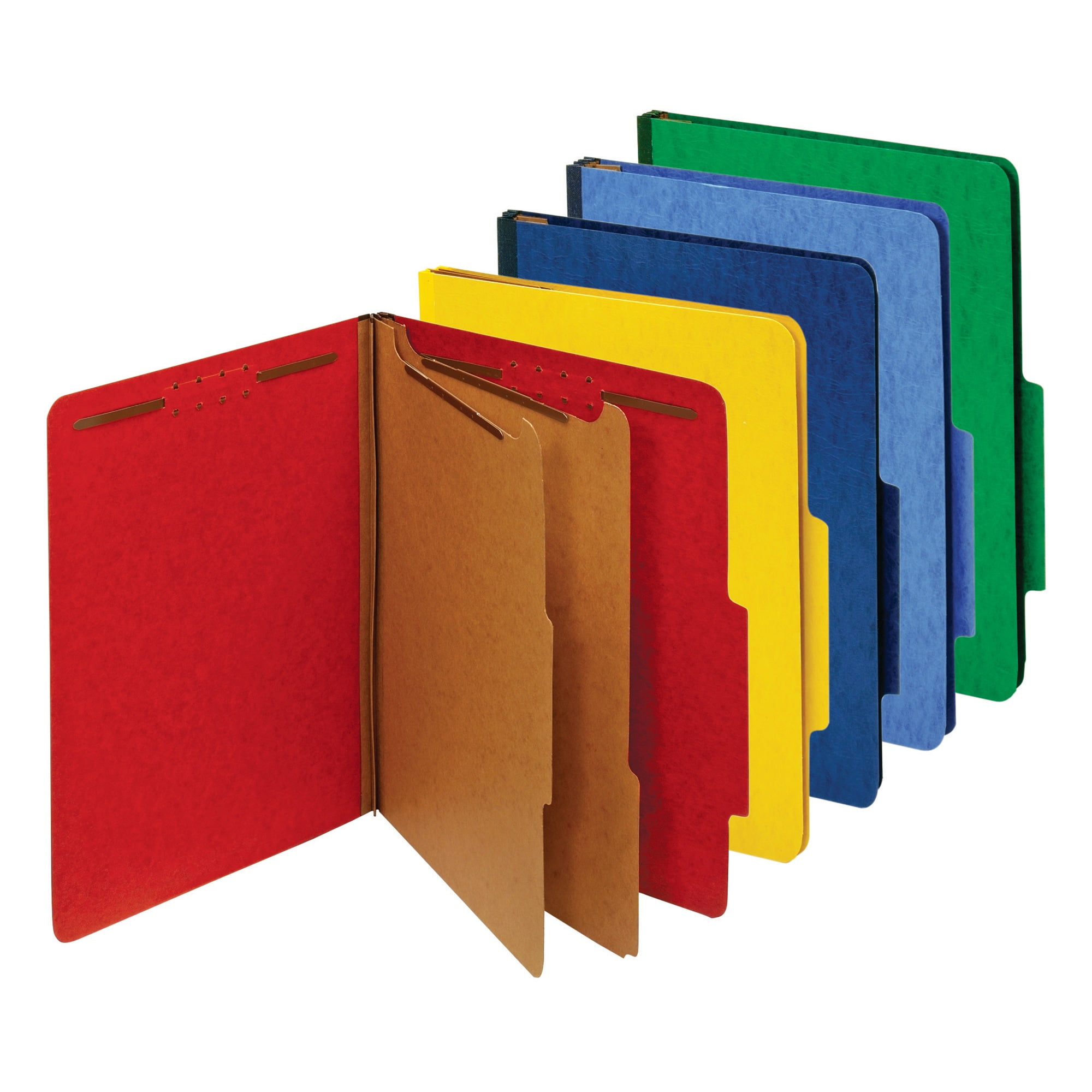 Office Depot Classification Folder, Letter, 2 Dividers, Embedded Fasteners, Assorted Colors