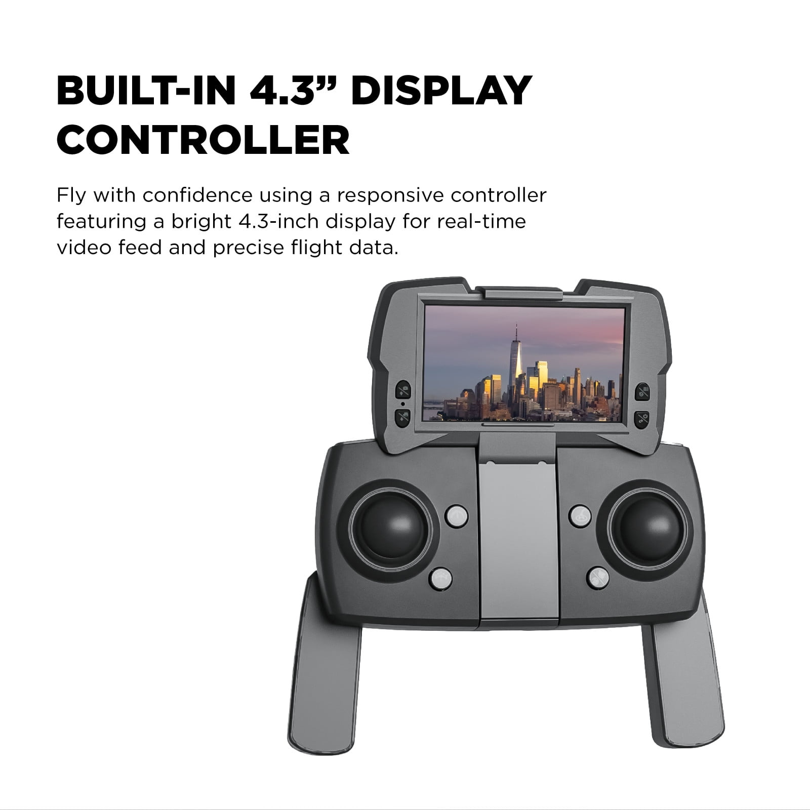 Vivitar SkyVision 4K Ultra HD GPS Foldable Video Drone with 4.3" Display Controller, Brushless Motors, 1-Axis Gimbal, VR Headset, 17-Minute Flight Time & Travel Carry Case