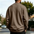 thumbnail image 5 of Basic Crew Neck Sweatshirt for Men, Long Sleeve Drop Shoulder Solid Color Pullover, Fall Regular Fit Casual Streetwear Top Coffee 2XL, 5 of 6