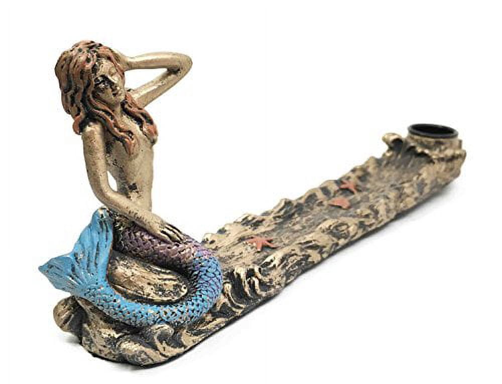 Beautiful Ocean Mermaid Sun Bathing Candle Incense Burner Holder Figurine Statue