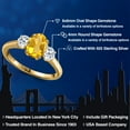 thumbnail image 2 of Gem Stone King 1.96 Ct Oval Yellow Citrine White Topaz 18K Yellow Gold Plated Silver Ring, 2 of 6