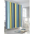 thumbnail image 3 of Fsddascl Blue Yellow Teal Stripes Shower Curtain Set - 66" x 72" Washable Bathtub Curtain with 12 Hooks, Boho Colorful Ombre Texture Waterproof Fabric Stall Shower Curtains for Bathroom/Bathtub, 3 of 6