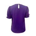 thumbnail image 5 of Stichou Women's Short Puff Sleeve Sweaters Knit Tops Trendy Crewneck Striped T Shirts Casual 2026 Summer Blouses Purple 2XL, 5 of 5