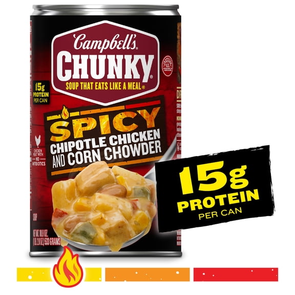 Campbell’s Chunky Soup, Chipotle Chicken Corn Chowder Soup, 18.8 oz Can