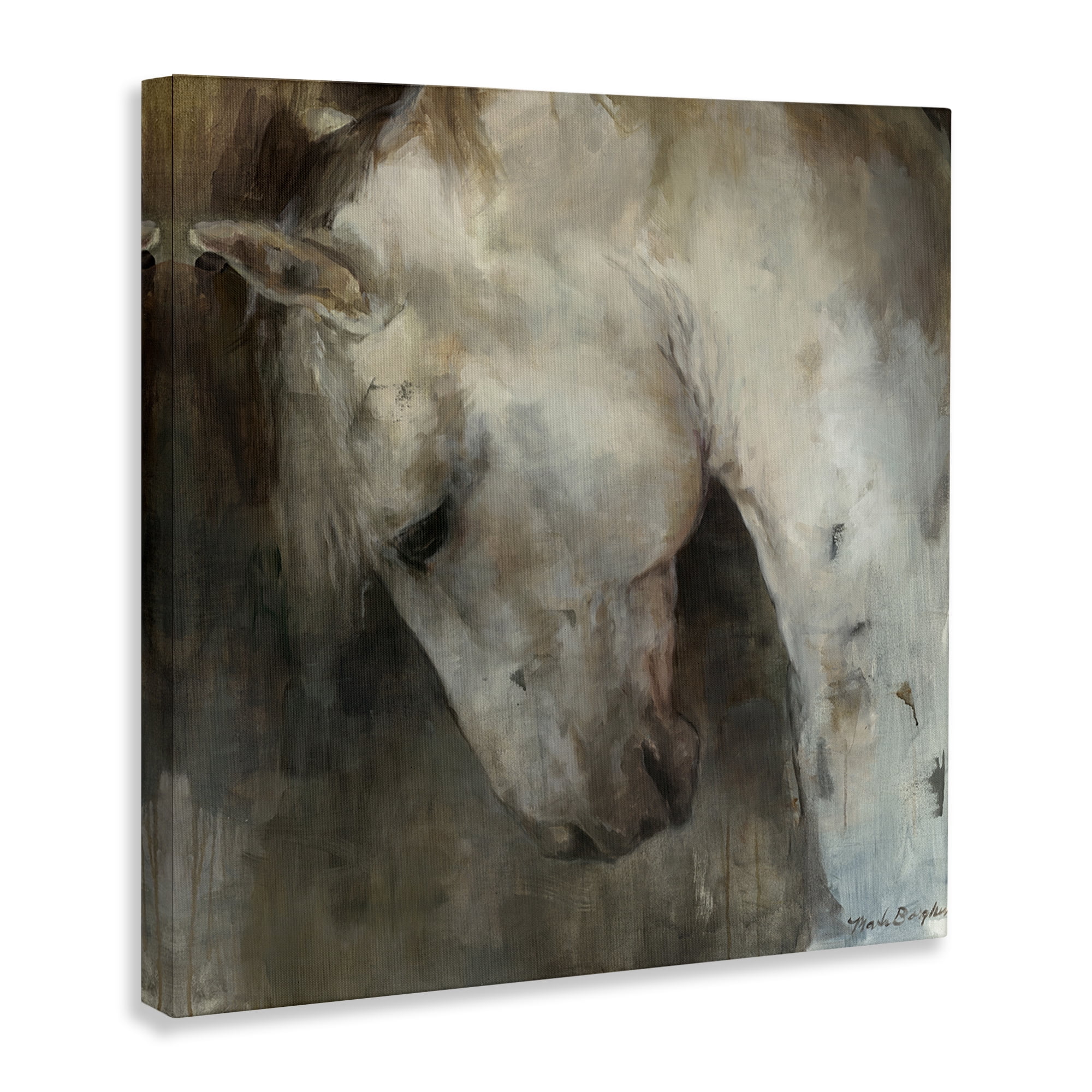 Stupell Industries Rustic Horse Portrait Animals & Insects Painting Gallery Wrapped Canvas Art Print Wall Art, 24 x 24
