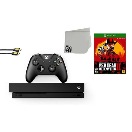 Microsoft Xbox One X 1TB Gaming Console Black with Red Dead Redemption 2 BOLT AXTION Bundle Used