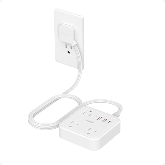 Cable de extensión TESSAN con 3 tomas USB (1 USB C) y 3 tomas de corriente alterna