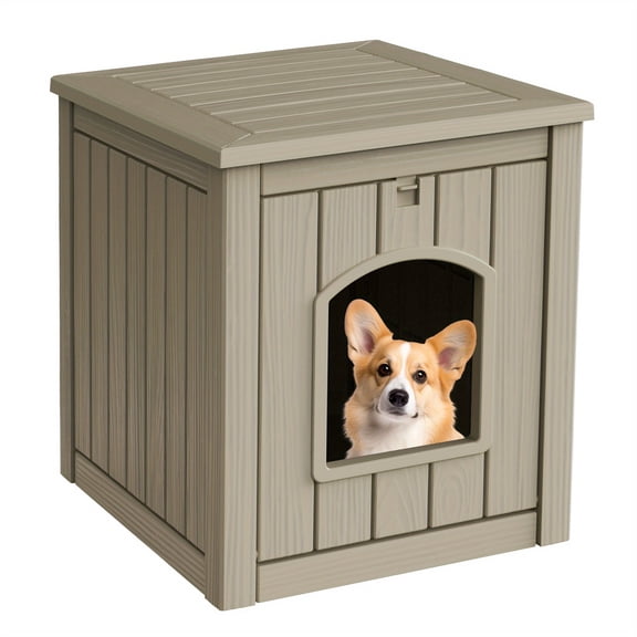 Weatherproof UV-Resistant Resin Dog House for Small Dogs - Spacious Indoor/Outdoor Shelter with Durable Roof & Ventilation, Easy Assembly, All-Season Winter-Ready Design