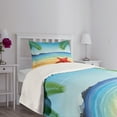 thumbnail image 3 of Ambesonne Beach Quilted Bedspread Set 2 Pcs, Starfish Ornate Design, Twin Size, Multicolor, 3 of 5