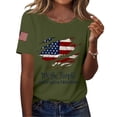 thumbnail image 2 of Women's 250th America Anniversary Casual Printed Crew Neck T-Shirt, USA Flag Tee 250 Years of Freedom Shirt, American Flag Print Sweatshirt Army Green L, 2 of 4