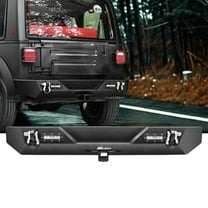 Nilight Rear Bumper Compatible for 1987-2006 Jeep Wrangler TJ&YJ,Rock Crawler Bumper with Hitch Receiver & 2X Nilight Upgraded 40W Led Lights off Road Textured Black
