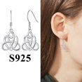 thumbnail image 2 of Pendientes de nudo celta con corazón de Silvora para mujer, pendientes colgantes de plata de ley, joyería irlandesa, regalo para el día de la madre, Navidad, 2 of 7