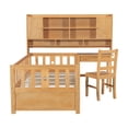 thumbnail image 4 of Twin Size Multifunctional Wood Platform Bed with Bookshelf at the Head of the Bed, Built-in Desk and Matching Chair, Natural, 4 of 18