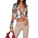 thumbnail image 4 of Txlixc Blusa de mujer, blusa de manga larga con borde de hoja de loto Txlixc moda, 4 of 9
