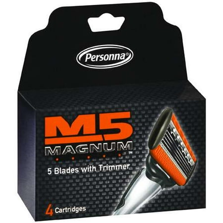 M5 Magnum Razor cartridge Blades with Trimmer, 4 Count Refill Blades