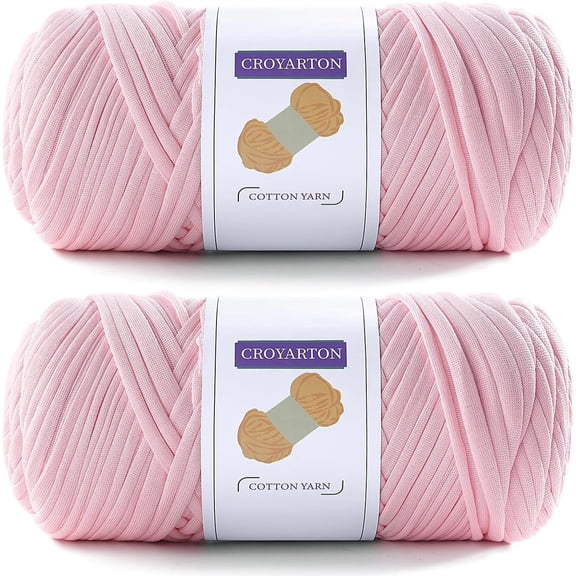 2 Pack T Shirt Yarn for Crocheting , Elastic Tshirt Yarn for Crochet Bag/Baskets/Home Decor, Spaghetti Yarn Thick Knitting Yarn Total Length 130 Yds