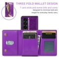 thumbnail image 3 of Dteck Zipper Wallet Case for Samsung Galaxy Z Fold 4,Premium Glitter PU Leather Case Bling Magnetic 2 in 1 Detachable Card Pocket Kickstand Shockproof Rubber Cover,Purple, 3 of 8