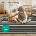 thumbnail image 4 of ODIKA 8'x10' Washable Area Rug Non-Slip Chair-Friendly Mat Distressed Ticking Lines Border Doormat Farmhouse Striped Boho Refined for Dining Room, Large Office, Lounge, 4 of 7
