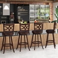 thumbnail image 2 of Gymax Swivel Bar Height Stools with Backrest and Footrest, 30" Height, Brown (Set of 4), 2 of 10