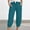 Blue, variant on Side Pocket Soft Textured Lantern Jogger Pants, High Waist Drawstring Elastic Waist Women's Loose Capri Cuffed Hem Casual Daily Bottoms, Green M