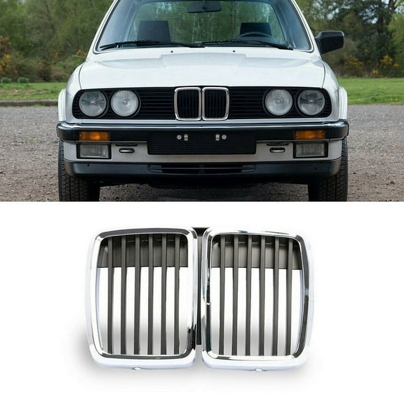 Front Hood Kidney Grille Grill Center Chrom Black for E30 M3 3 Serie 1982-1991