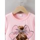 thumbnail image 3 of Camiseta de verano para niña con estampado de lazo rosa - Manga corta informal, cuello redondo, mezcla de algodón suave, fácil cuidado, 3 of 5