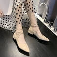 thumbnail image 4 of IEMIEMIEM Women's 2026 Suede Ankle Strap Low Block Heel Pumps Closed Pointed Toe Mary Janes Strappy Wedding Party Office Dress Shoes Beige 6.5 Wide, 4 of 4