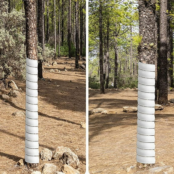 WHAMVOX  2 Pcs Trunk Protector Protectors Tree Spiral for The Garden White