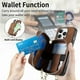 thumbnail image 5 of D3 For iPhone 16 Pro Case Zipper Card Holder PU Leather Phone Back Cover with Long Strap - Green, 5 of 5