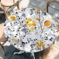 thumbnail image 3 of Vintage Yellow Round Fitted Table Cover Gray Wildflowers Leaves Abstract Botanical Waterproof Table Cloth with Elastic Edge Wipeable Tablecloth for Picnic Camping Party Fits 36"-44" Diameter, 3 of 8
